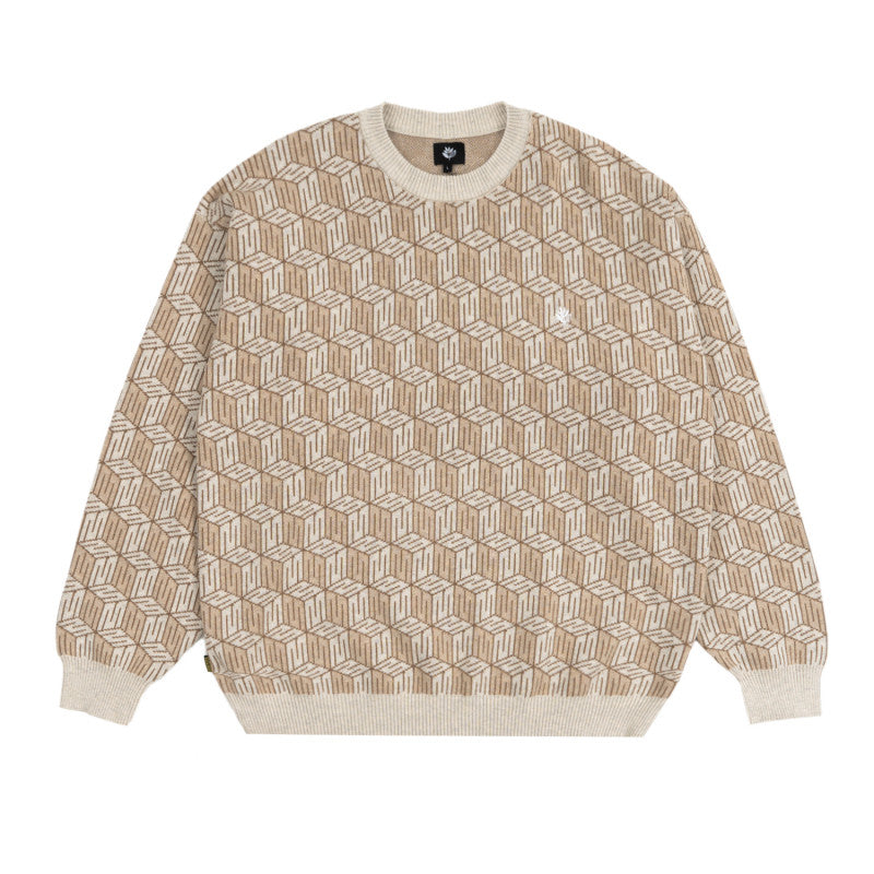 Magenta Cube Crewneck Natural