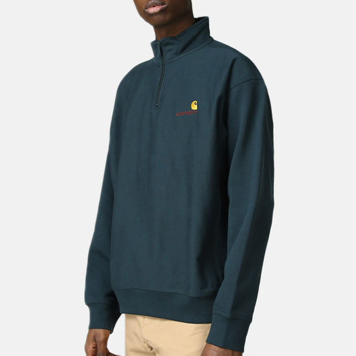 Carhartt WIP Half Zip American Script Deep Lagoon