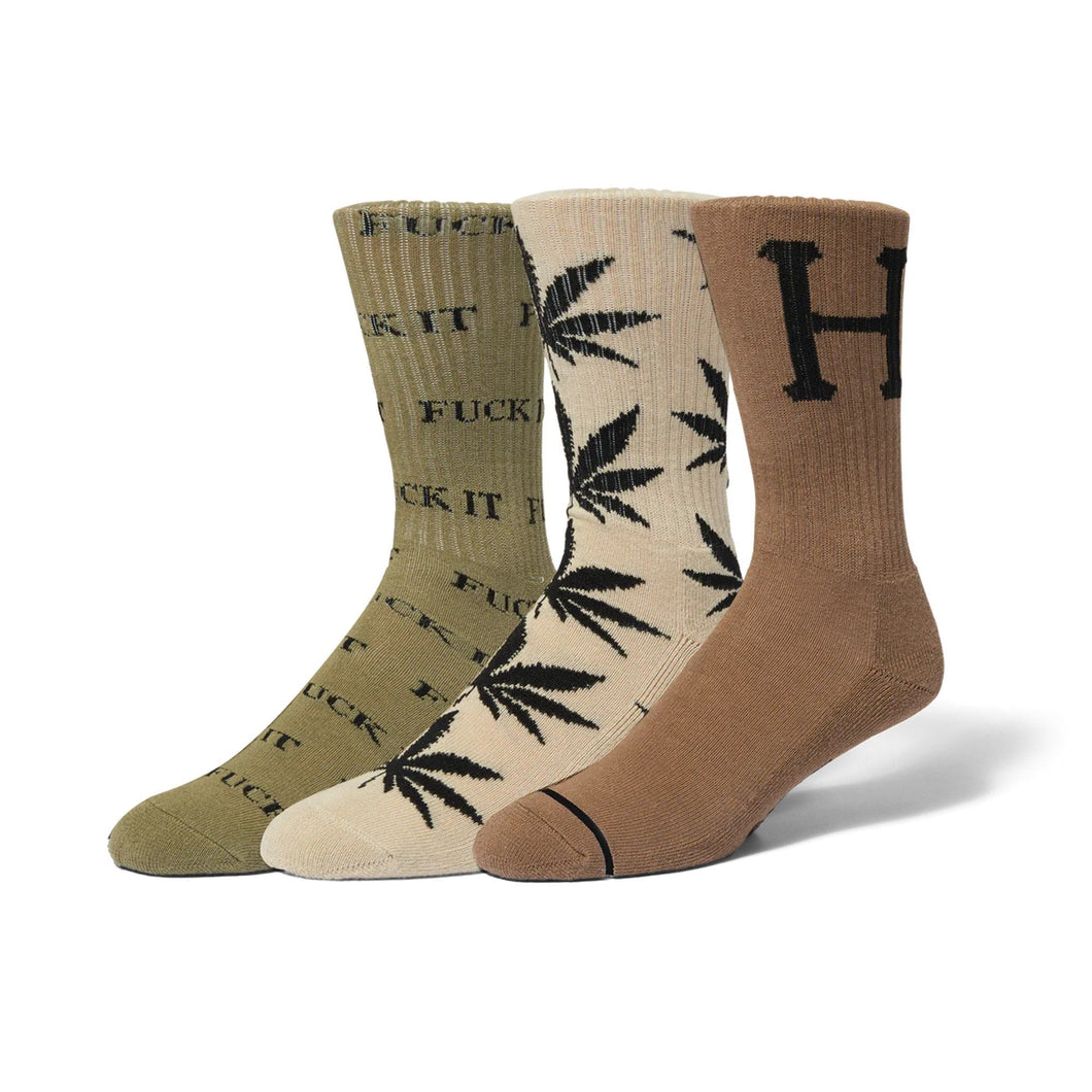 Huf Variety 3-pack Socks Cream/Olive/Brown