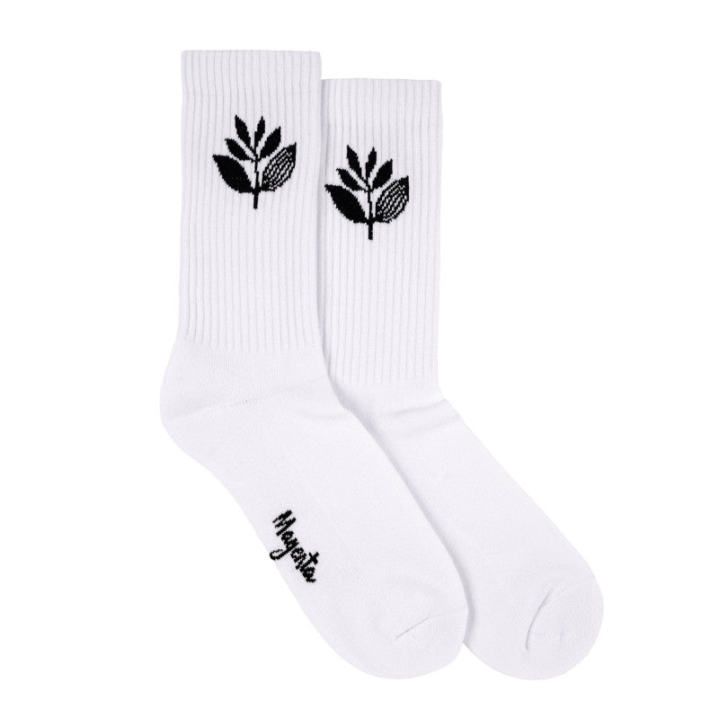 Magenta Plant Socks White
