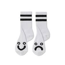 Polar Rib Socks Happy Sad White