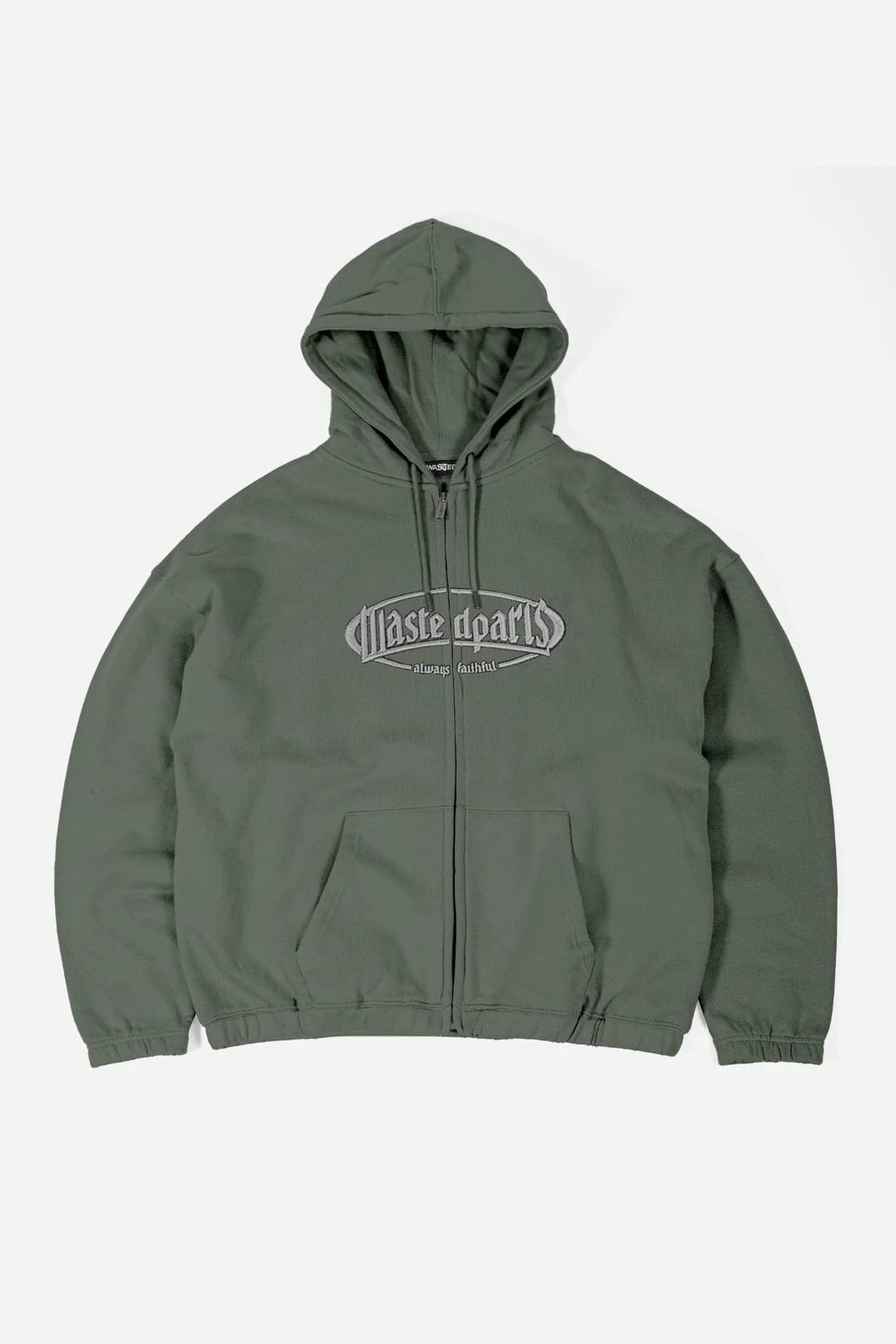 Wasted Paris Yard Boxy Zip Hoodie Loden Green