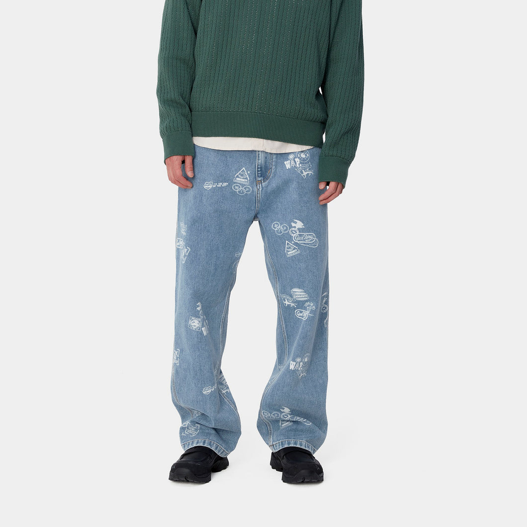 Carhartt Wip Stamp Pant Stamp Print Blue Bleached