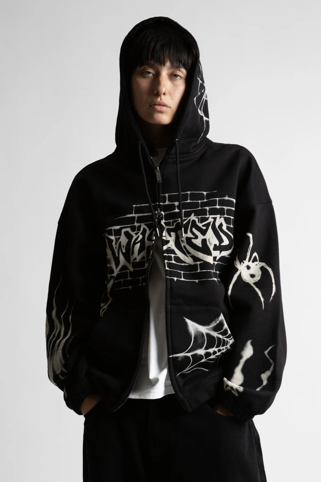 Wasted Paris Atm Boxy Zip Hoodie Black