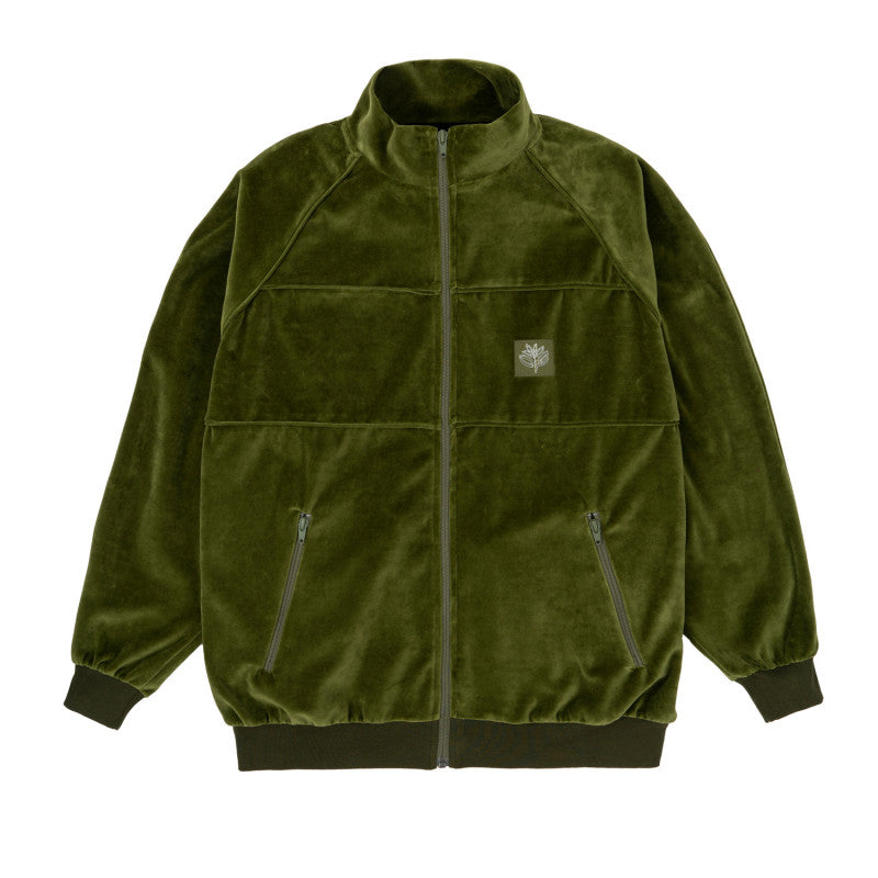 Magenta Velvet Track Jacket Green