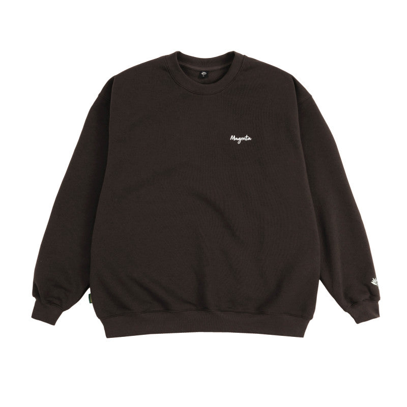 Magenta Script Crewneck Chocolate