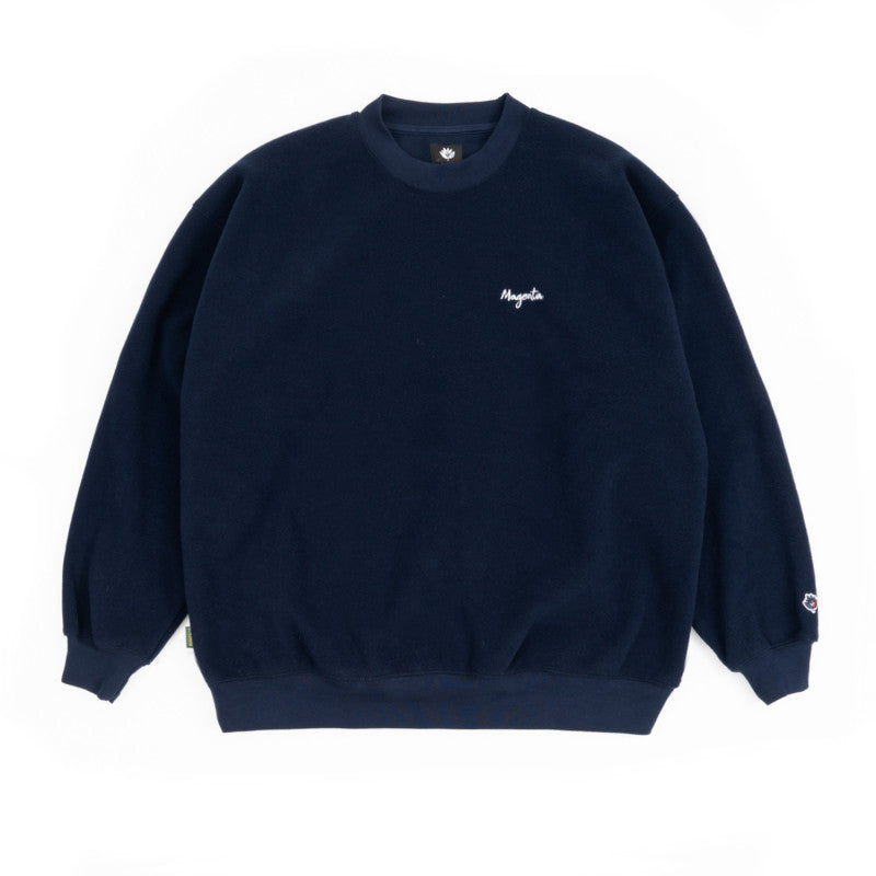 Magenta Script Crewneck Fleece Navy