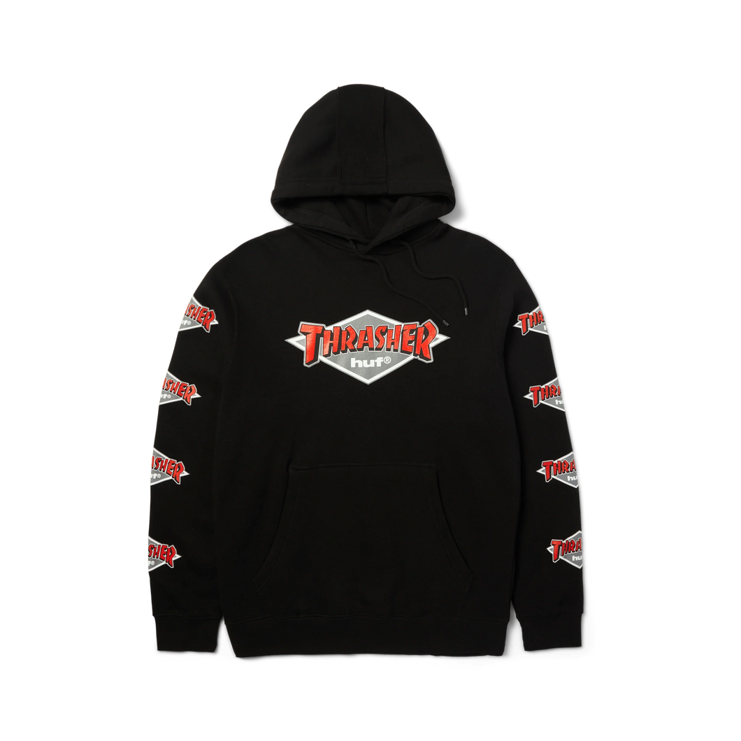 Huf X Thrasher Logo Hoodie Black