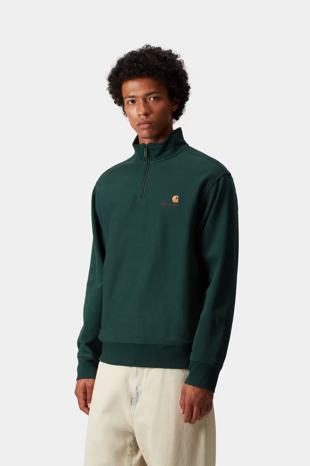 Carhartt WIP Half Zip American Script Dark Fir