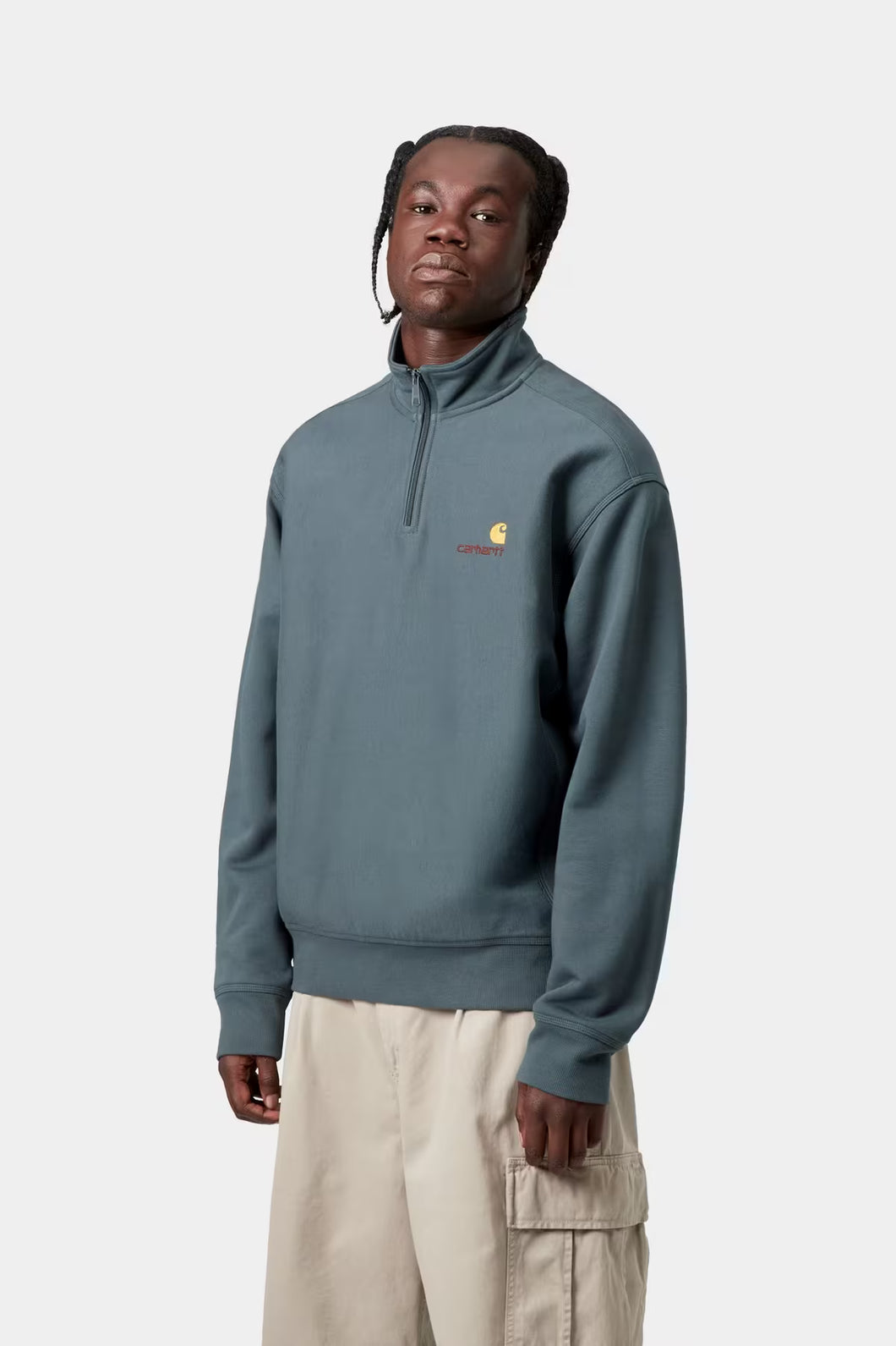 Carhartt WIP Half Zip American Script Office Blue