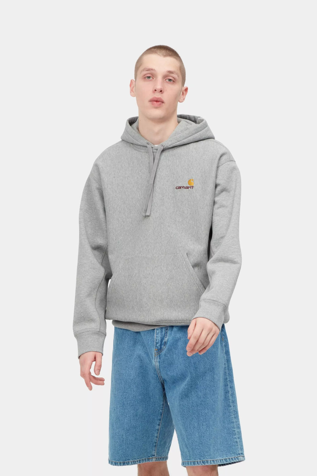 Carhartt WIP Hooded American Script Sweat Grey Heather