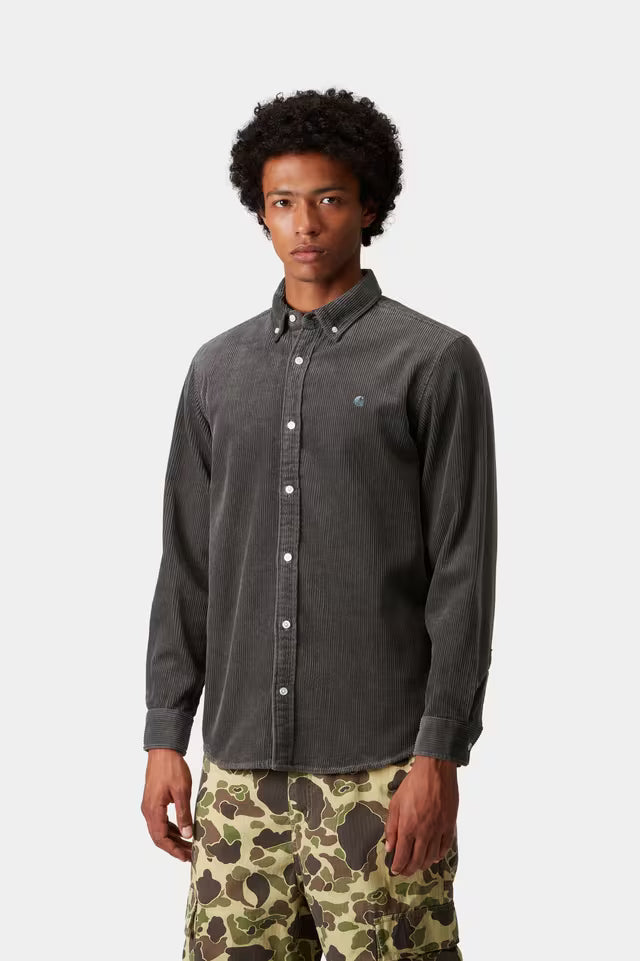 Carhartt Wip Madison L/s Cord SHirt Graphite/Graphite