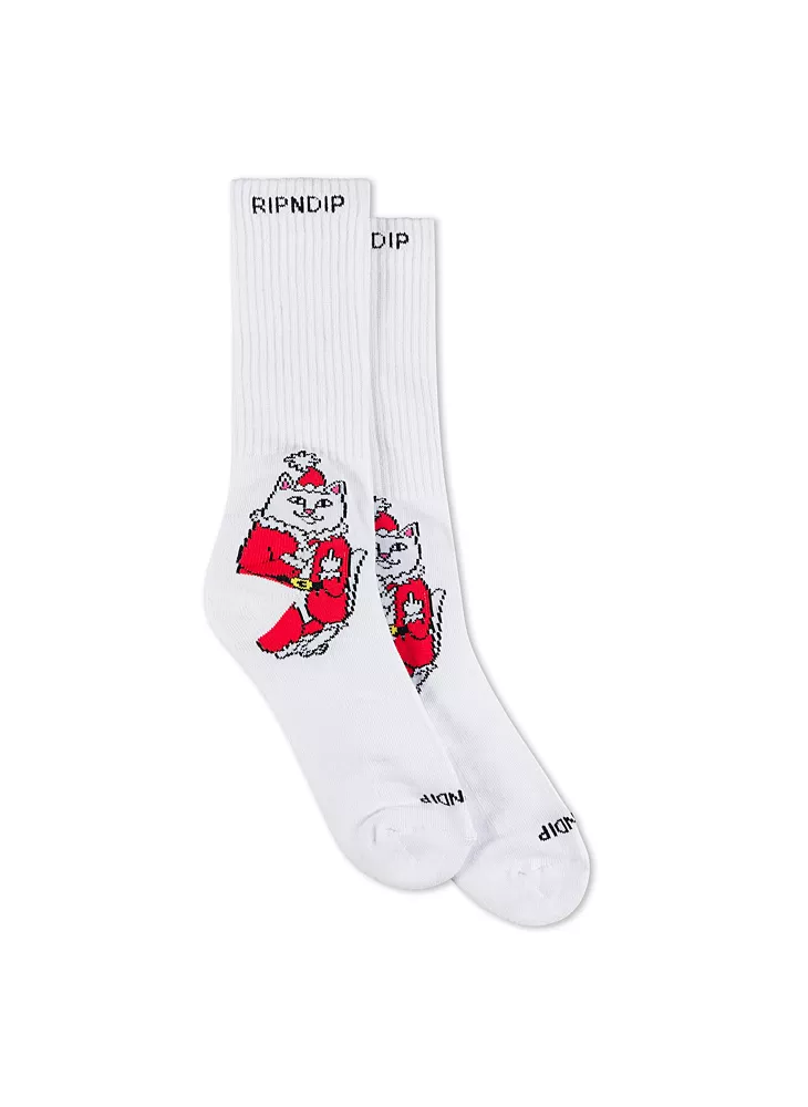 RipNDip Santa Socks White