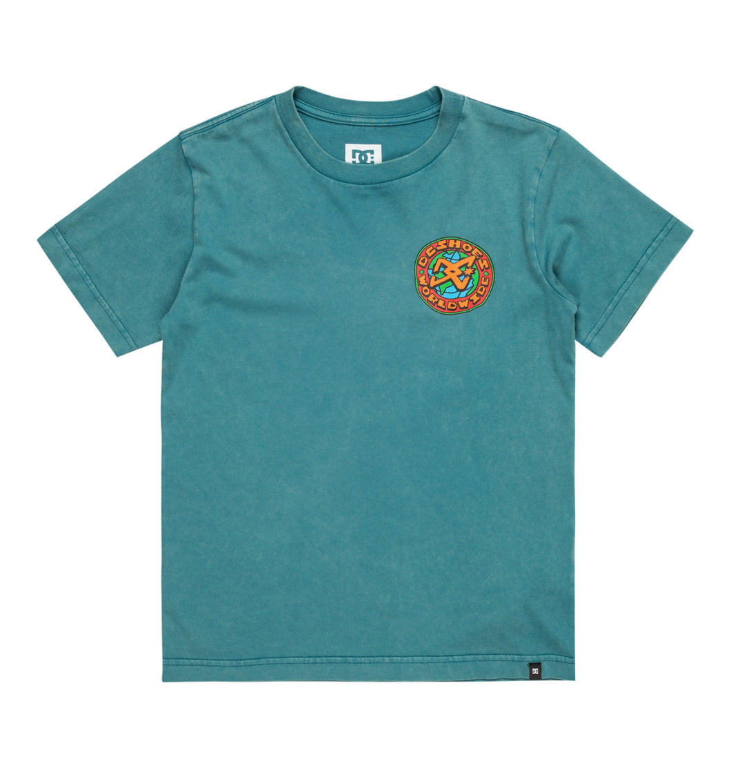 DC Boy Spinner T-shirt Deep Teal Acid Wash