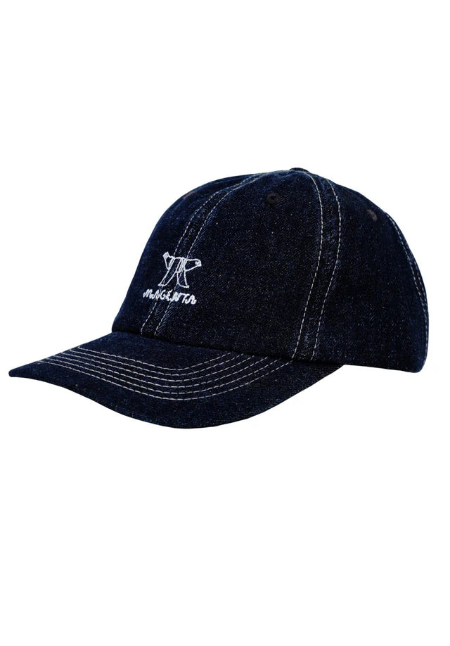 Magenta Bird Denim Dad Hat Blue