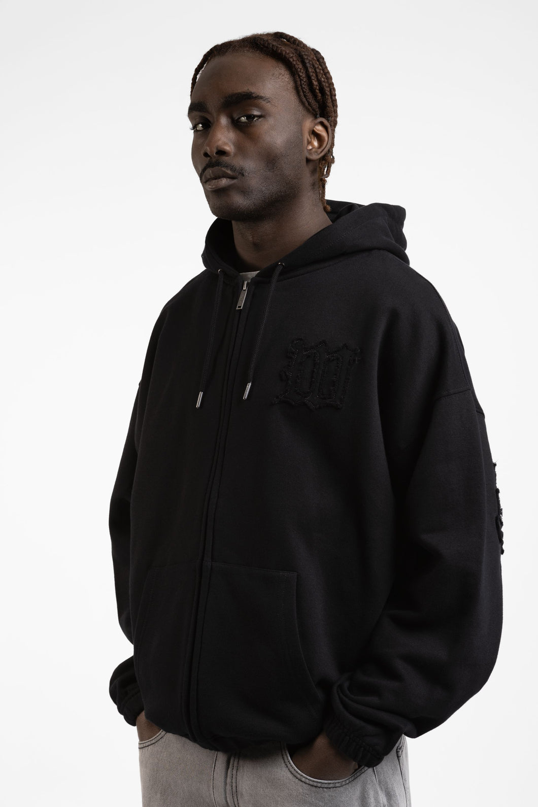 Wasted Paris Kingdom Curve Destroy Boxy Zip Hoodie Black