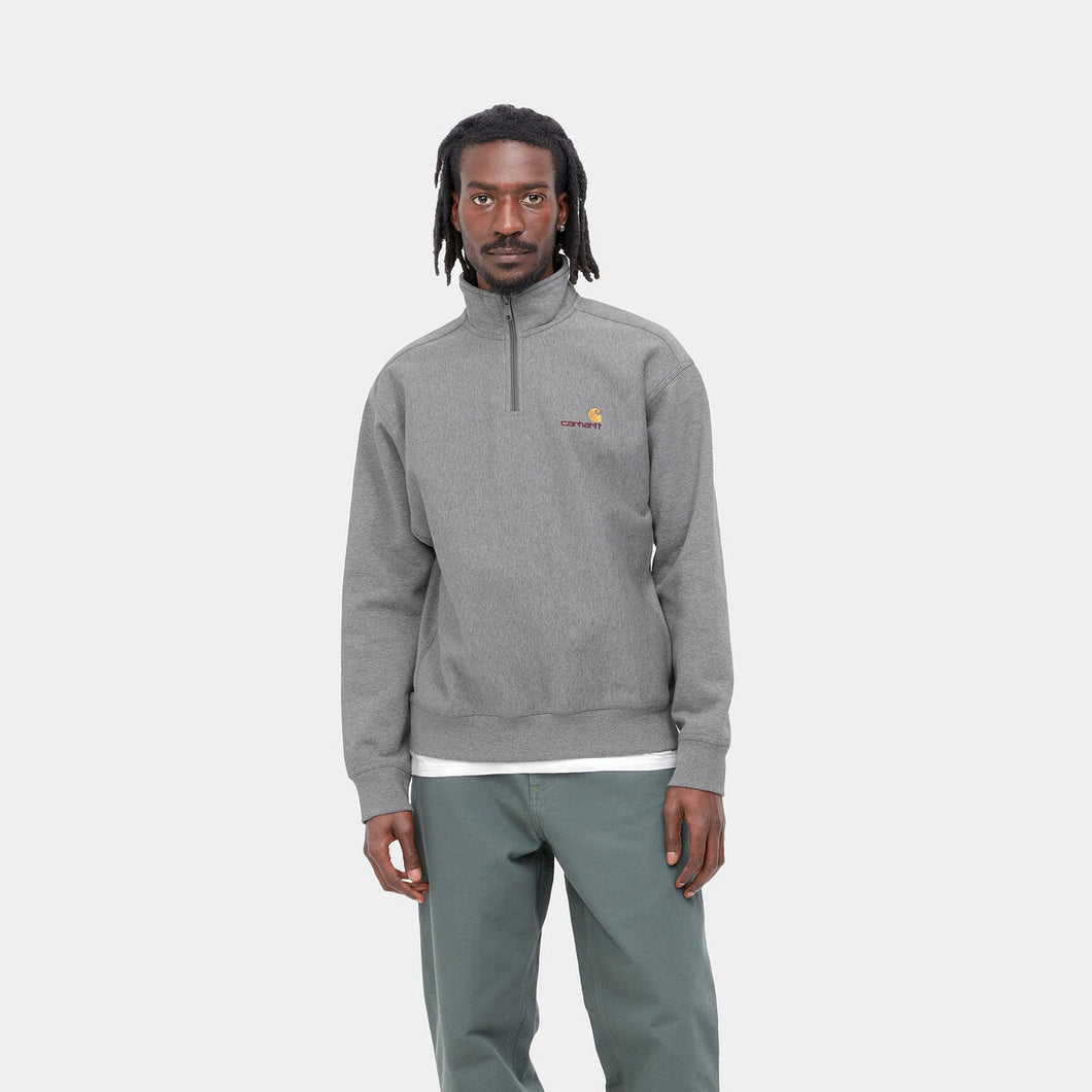 Carhartt WIP Half Zip American Script Sweat Grey Heather