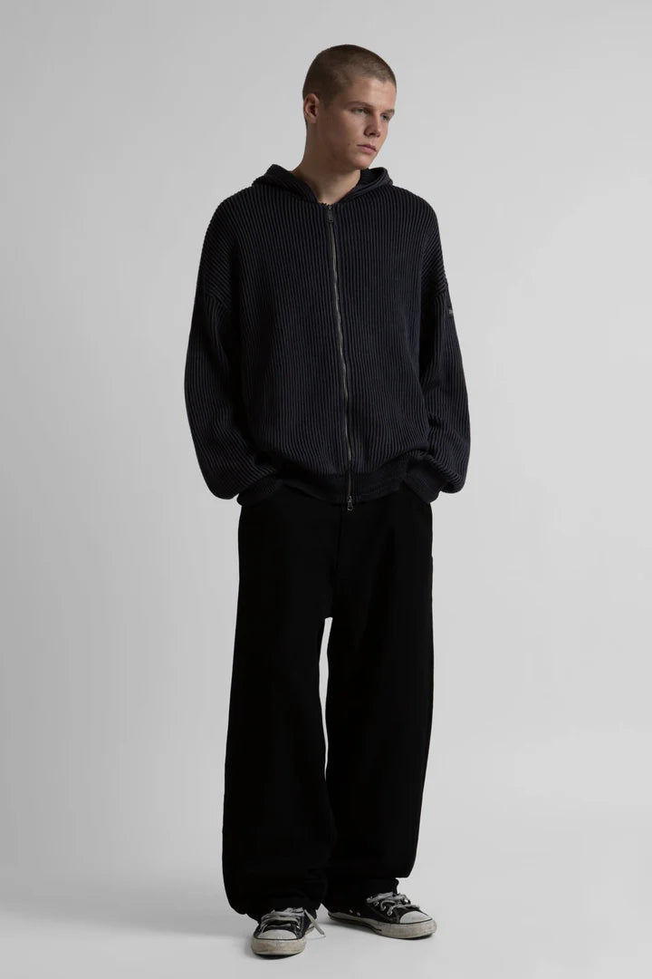 Wasted Paris Pusher Knit Zip Hoodie Black Charcoal