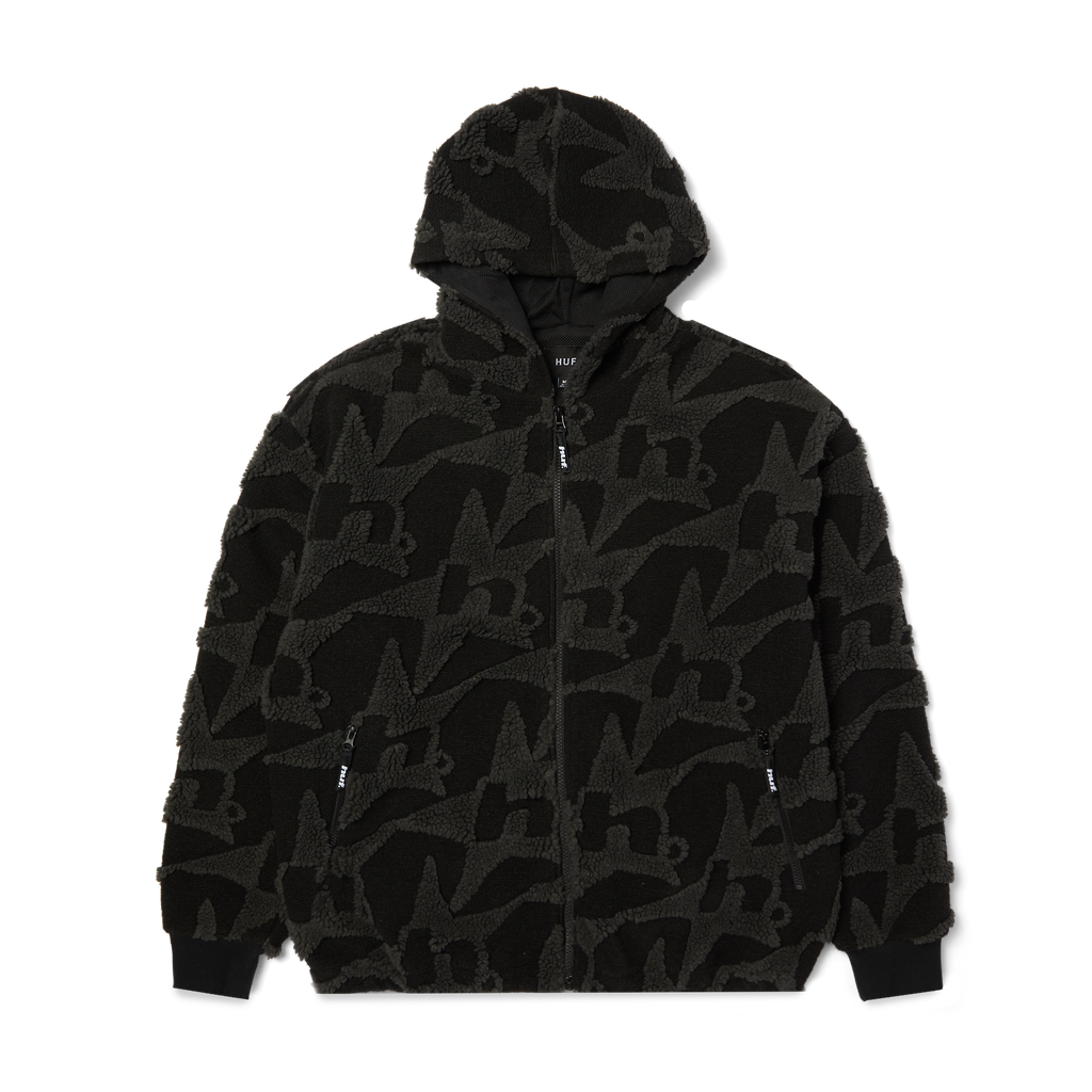 Huf H Star Repeat High Pile Jacket Fleece Black