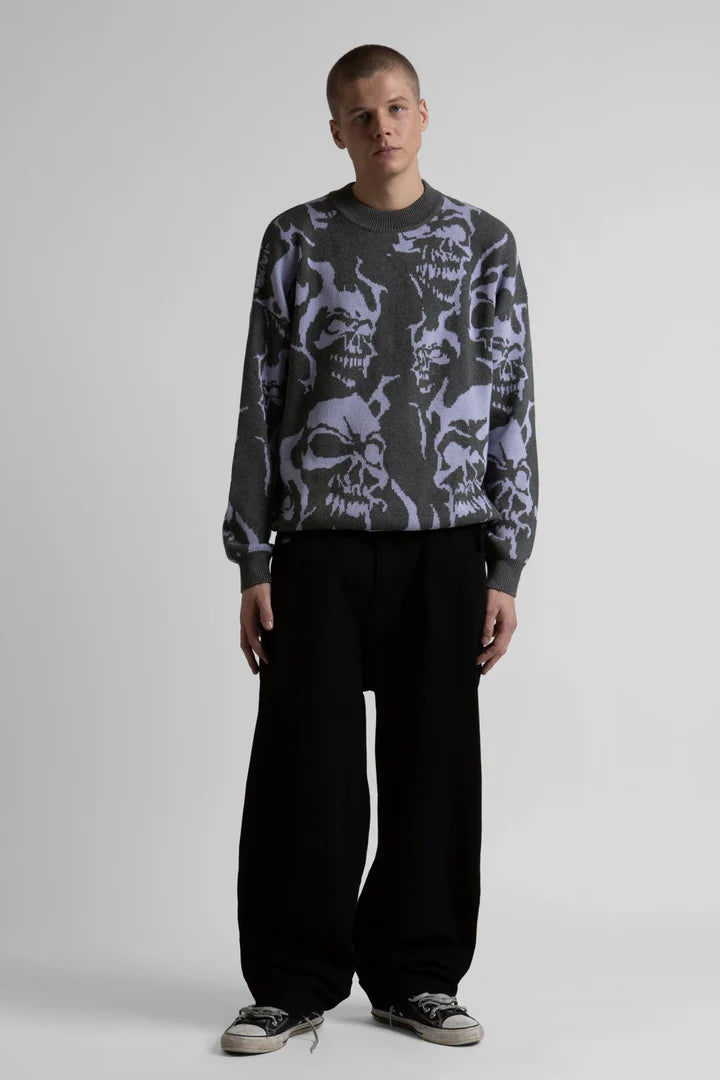 Wasted Paris Skull Sweater Charcoal Lilac