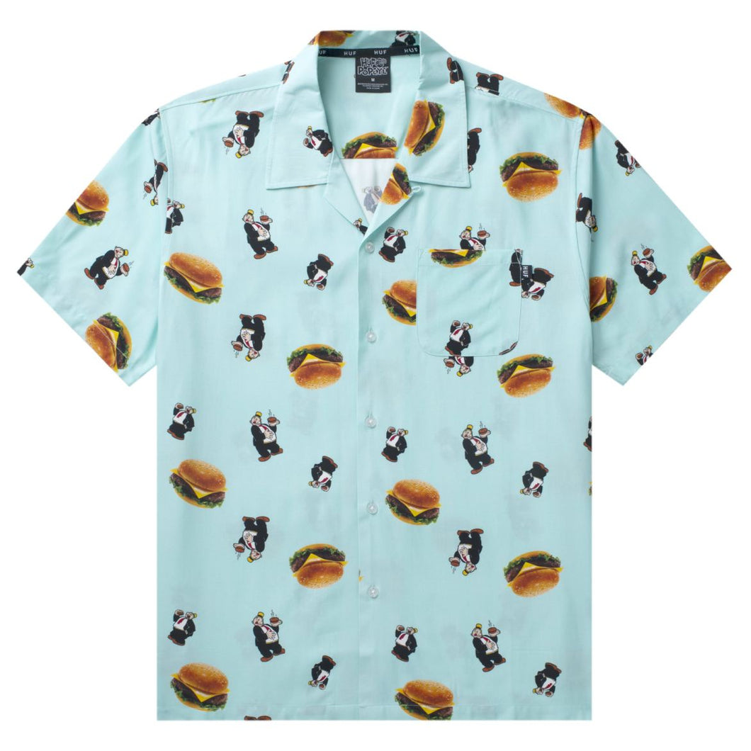 huf wimpy burger button up shirt mint
