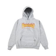 thrasher flame logo hoodie light steel
