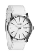 nixon sentry leather horloge silver/white
