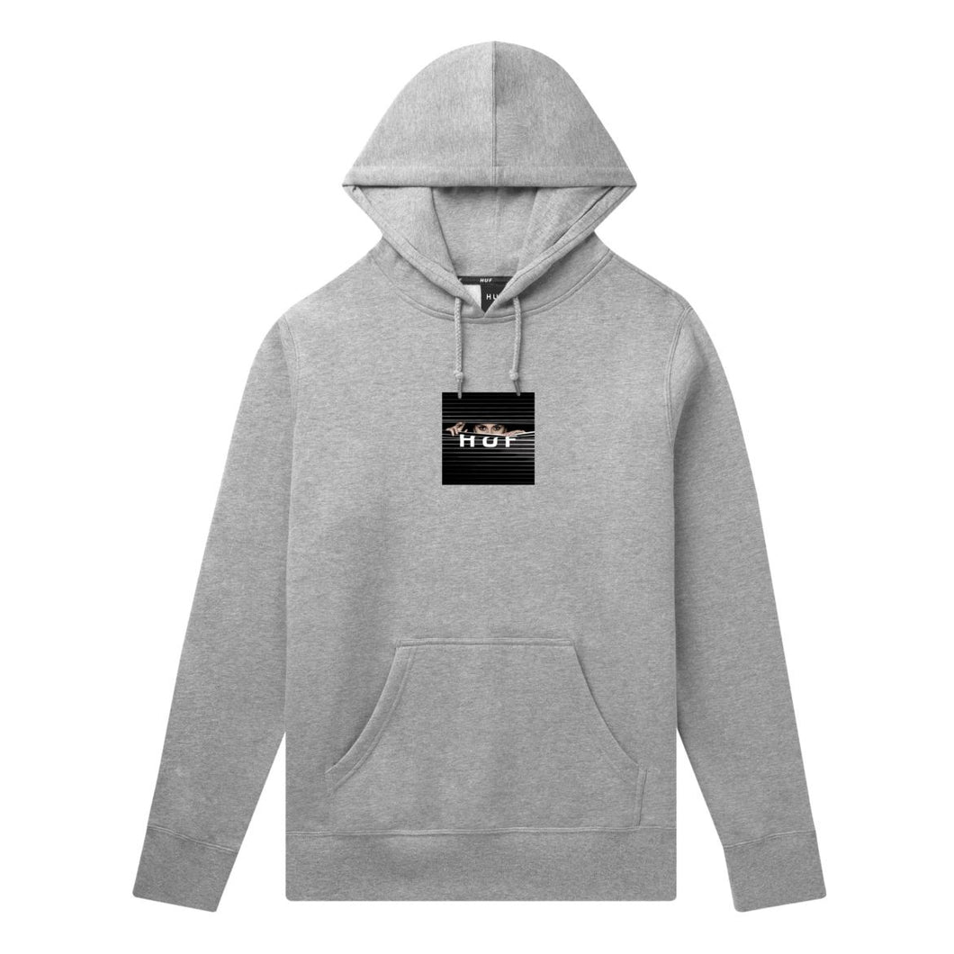 huf voyeur box logo p/o hoodie grey heather