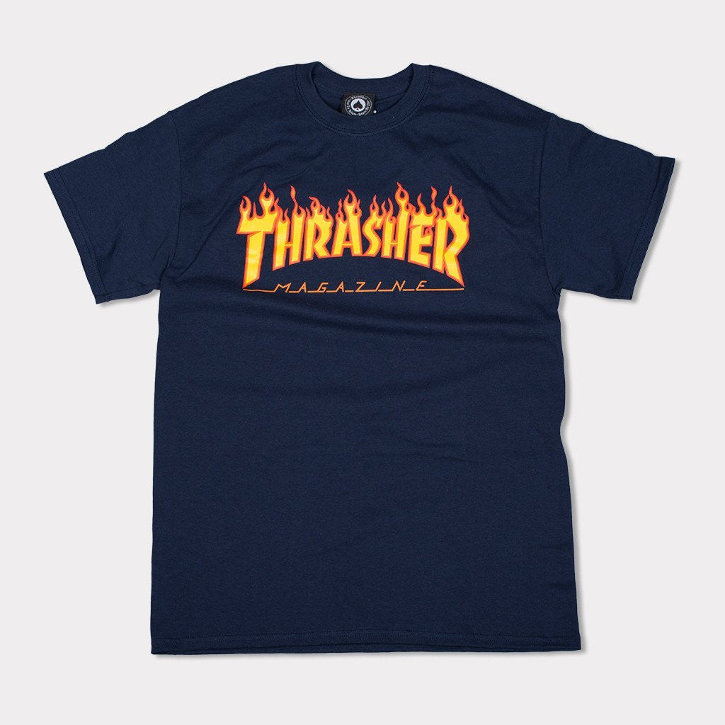 thrasher flame logo navy