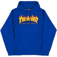 thrasher flame logo hoodie royal blue