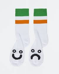 polar happy sad sock stripes green