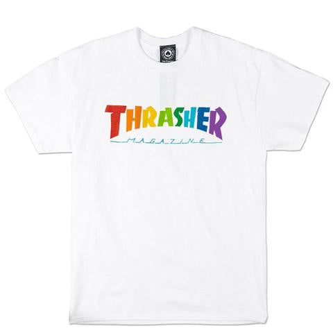 thrasher rainbow mag white