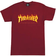thrasher flame logo tee cardinal
